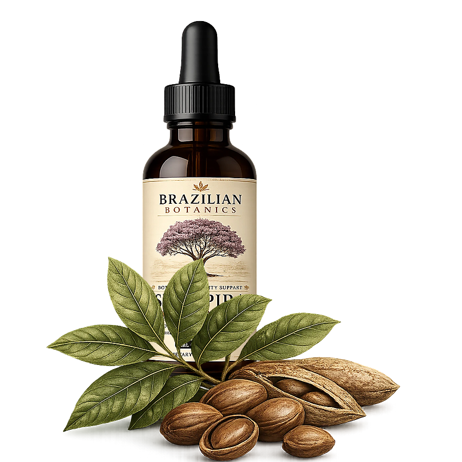 Mobility Support Extract bottle with sucupira leaves and seeds
