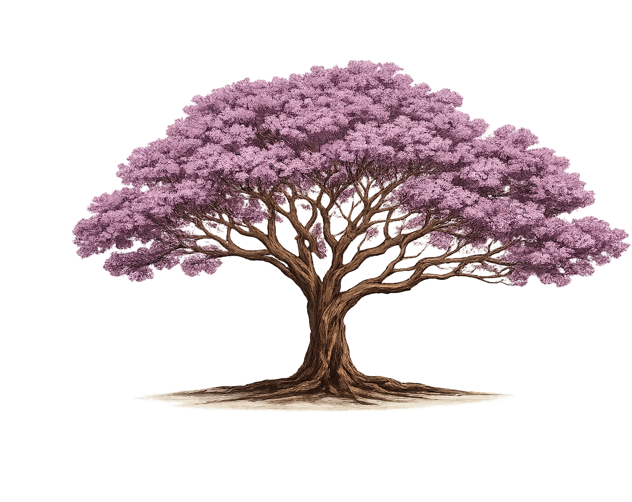 Illustration of a flowering sucupira tree